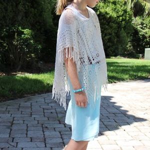 Cream Fringe Poncho